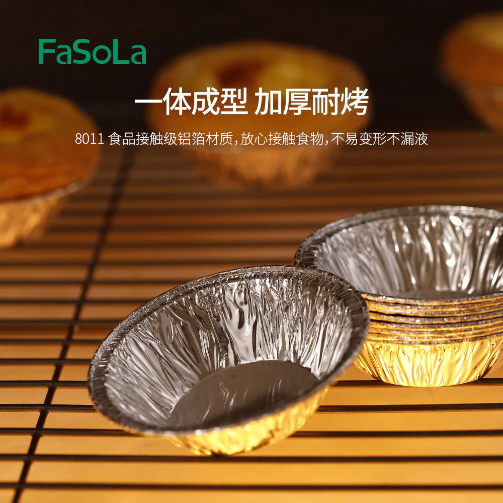 FaSoLa Disposable Tin Foil Egg Tart Trays - Silver, 50 Pieces X3 - Image 4