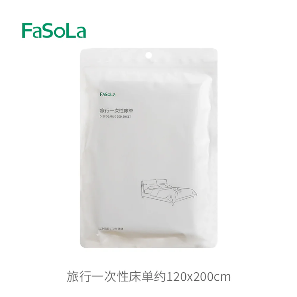 FaSoLa Disposable Travel Bed Sheet White 1.2m - Image 5