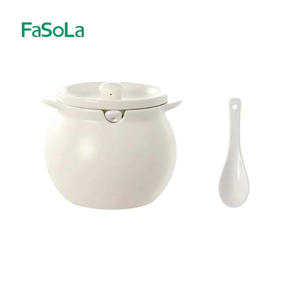 FaSoLa Double-Handled Lard Jar 1400ml - Cream White - Image 5