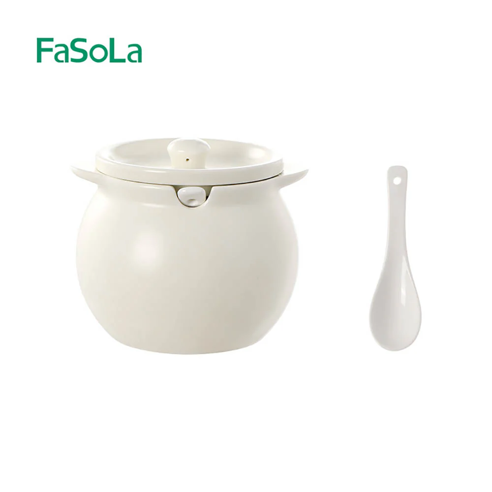 FaSoLa Double-Handled Lard Jar - Cream White 700ml - Image 5