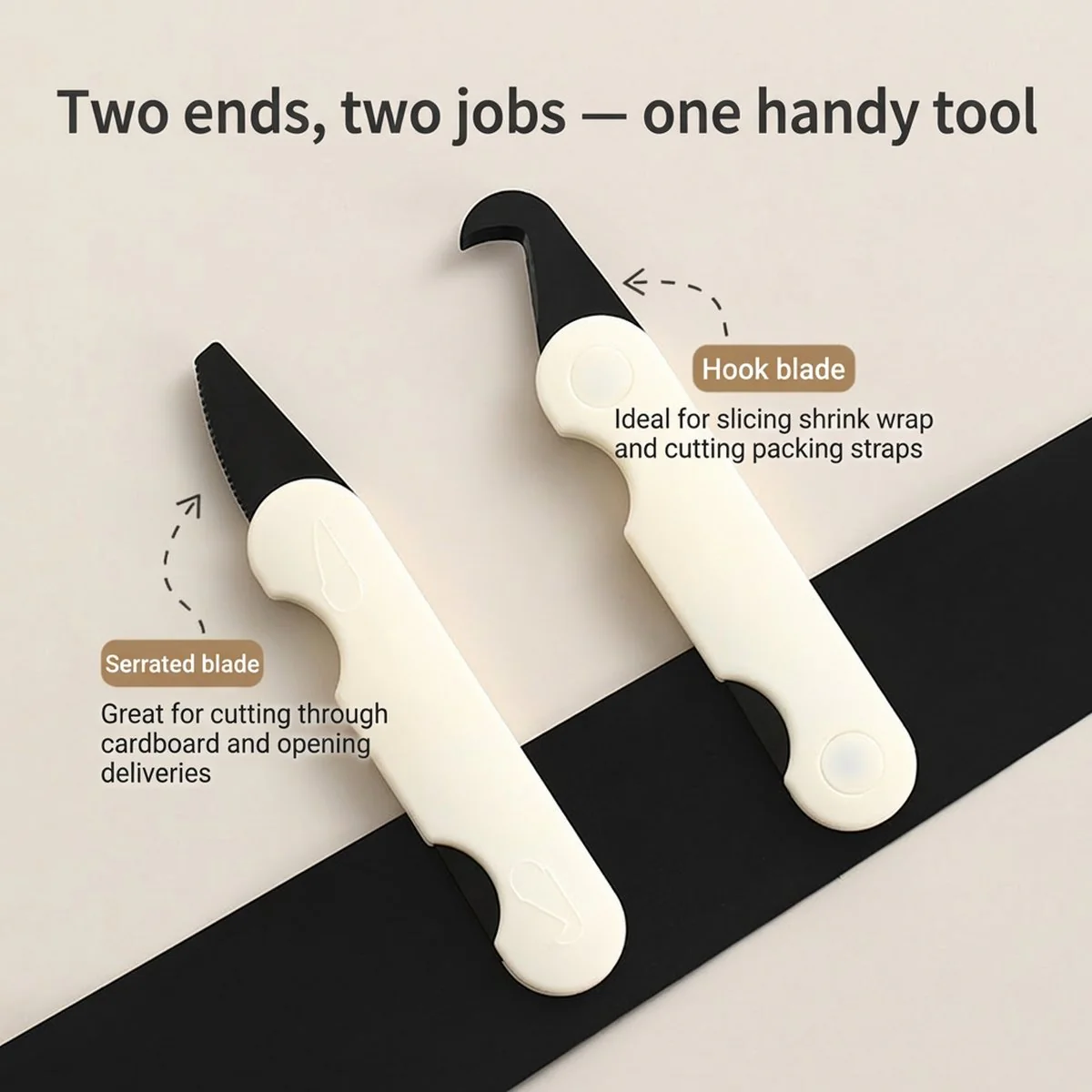 FaSola Double-Headed Utility Box Cutter Knife - Beige, 2 Pack - Image 3