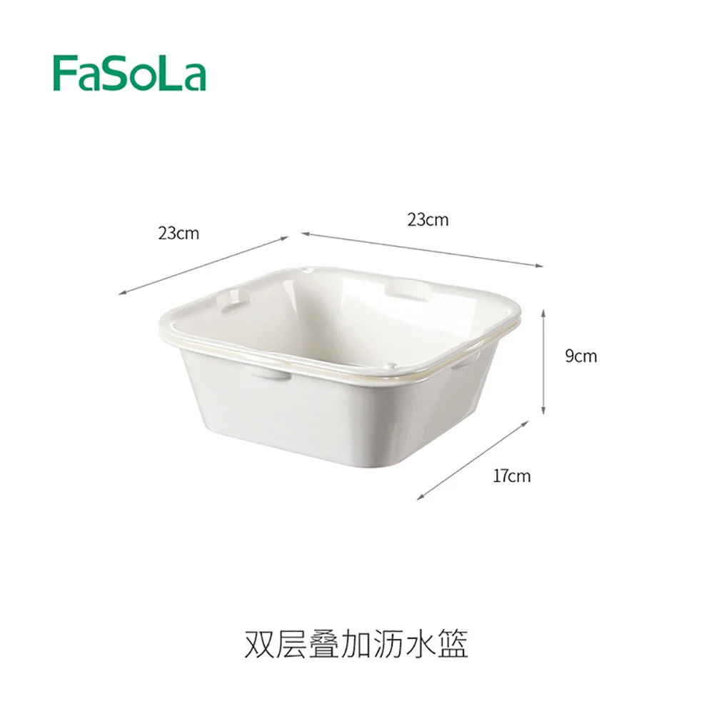 FaSoLa Double-Layer Stackable Drain Basket - White - Image 5