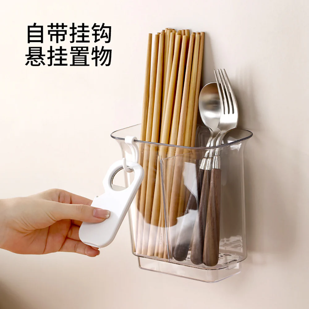 Fasola Draining Chopstick Holder - Transparent White - Image 2