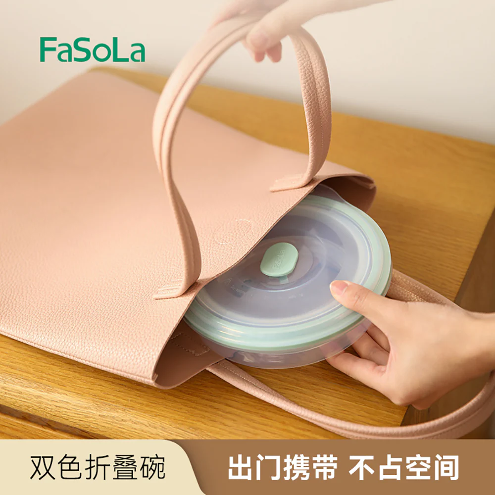 FaSola Dual-Color Collapsible Bowl Olive Green 335ml - Image 3
