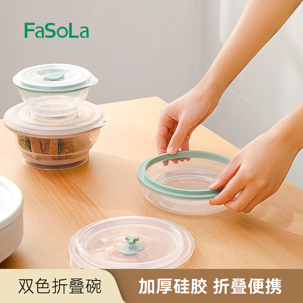 FaSola Dual-Color Collapsible Bowl Olive Green - 760ml - Image 3