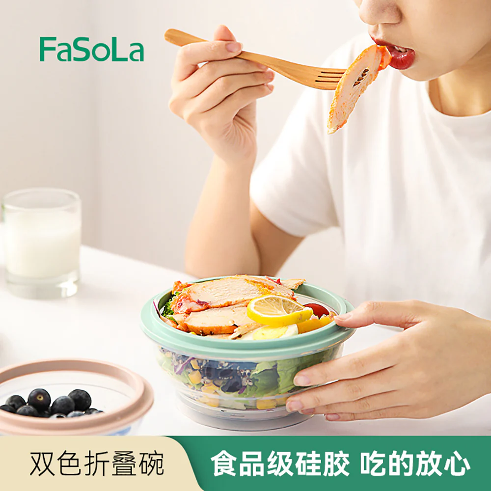 FaSola Dual-Color Collapsible Bowl - Pink, 760ml - Image 2