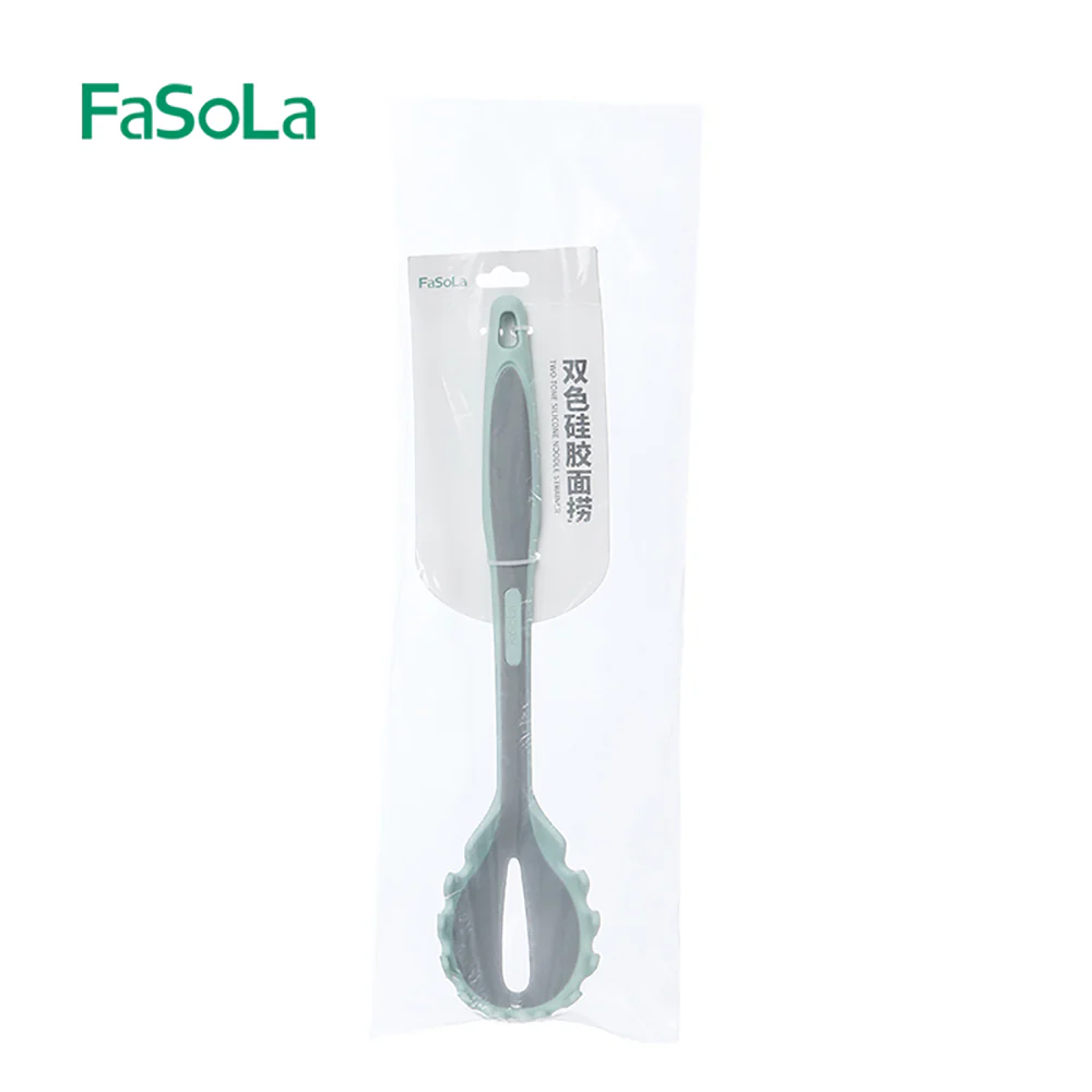 FaSoLa Dual-Color Silicone Pasta Server - Olive Green - Image 4