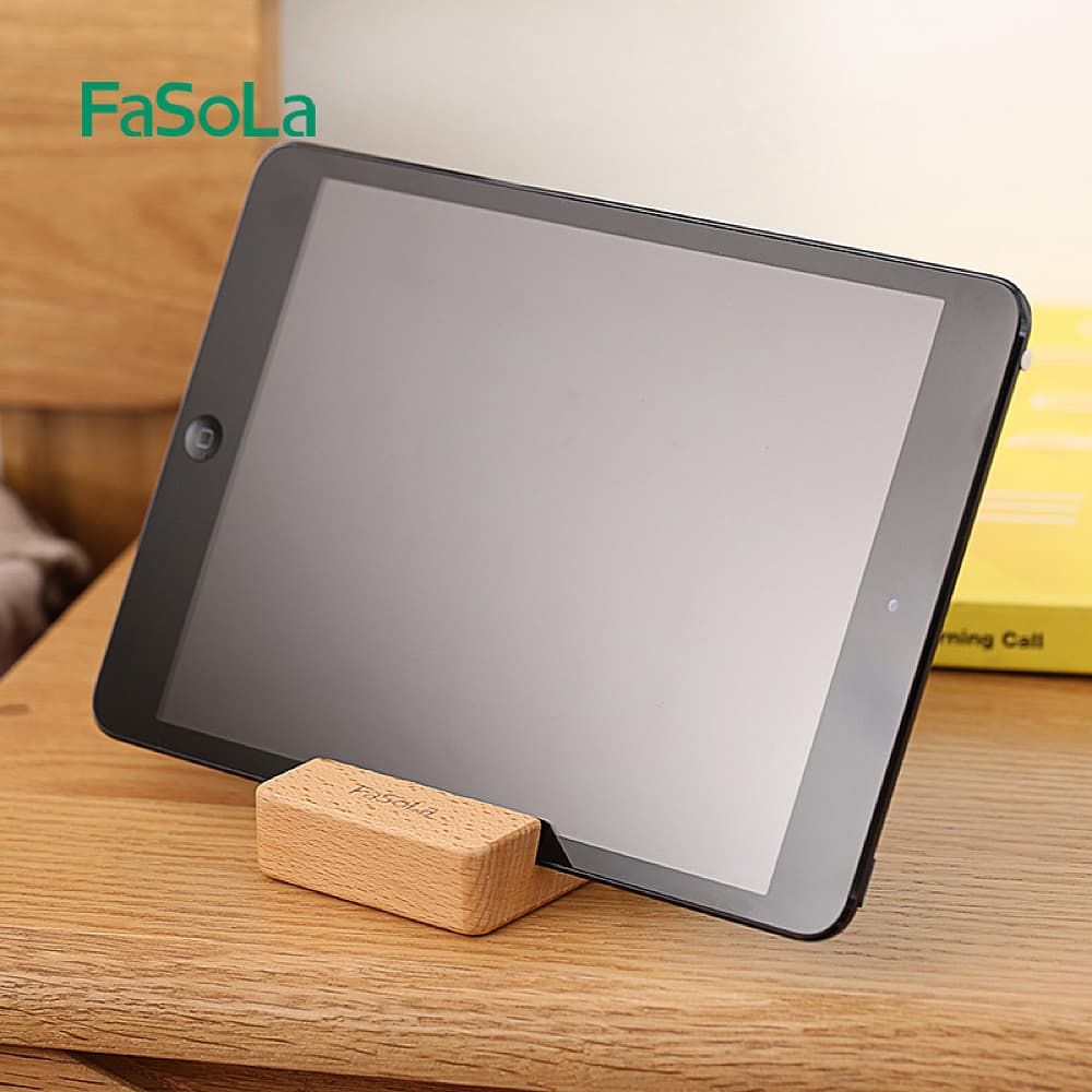 FaSoLa Dual Slot Beech Wood Phone Stand - Natural Wood Color, 8*6*2cm - Image 2