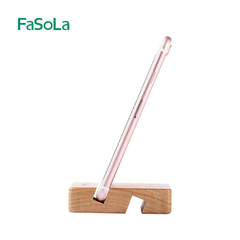 FaSoLa Dual Slot Beech Wood Phone Stand - Natural Wood Color, 8*6*2cm - Image 4