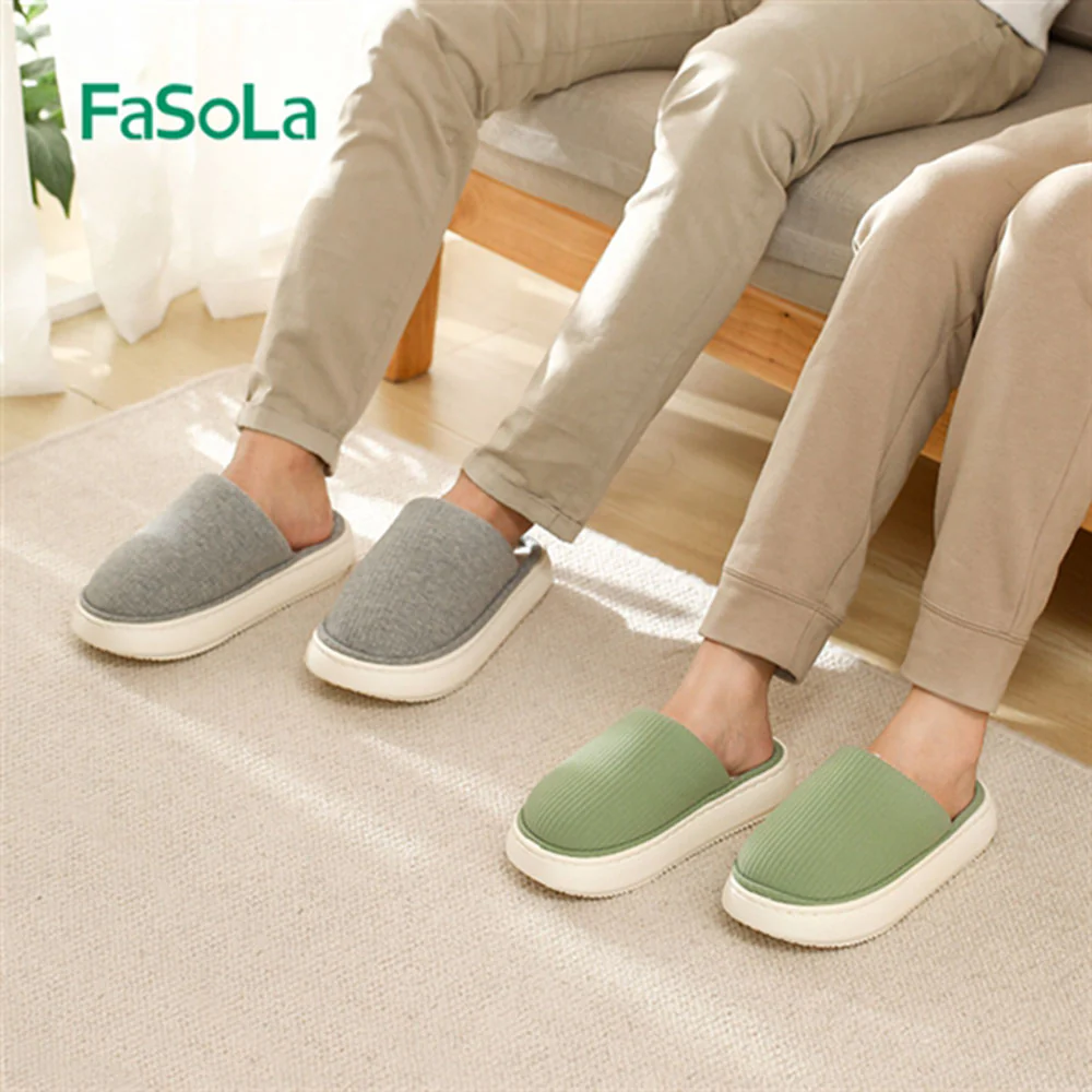 FaSoLa EVA Thick Sole Cotton Slippers - Dark Gray, Size 42/43 - Image 2