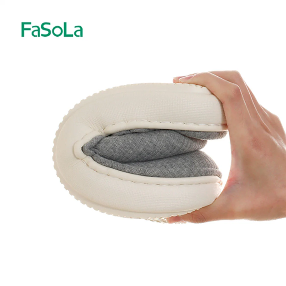 FaSoLa EVA Thick Sole Cotton Slippers - Dark Gray, Size 42/43 - Image 4