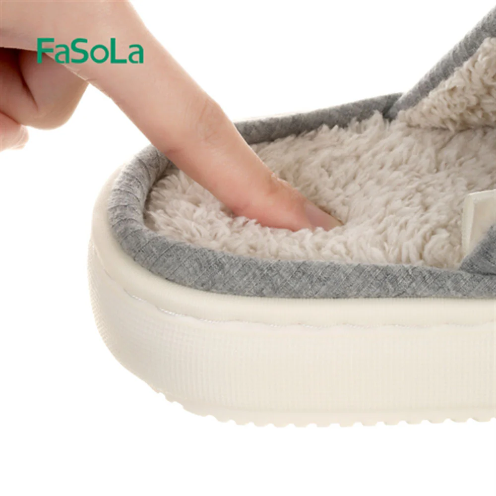FaSoLa EVA Thick-Soled Cotton Slippers - Light Gray, Size 44/45 - Image 3