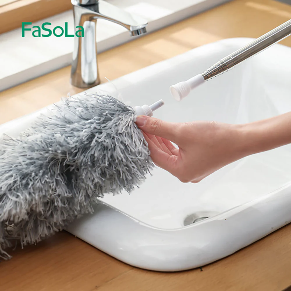 FaSoLa Extendable Round Head Duster - Grey, 14*82cm - Image 4