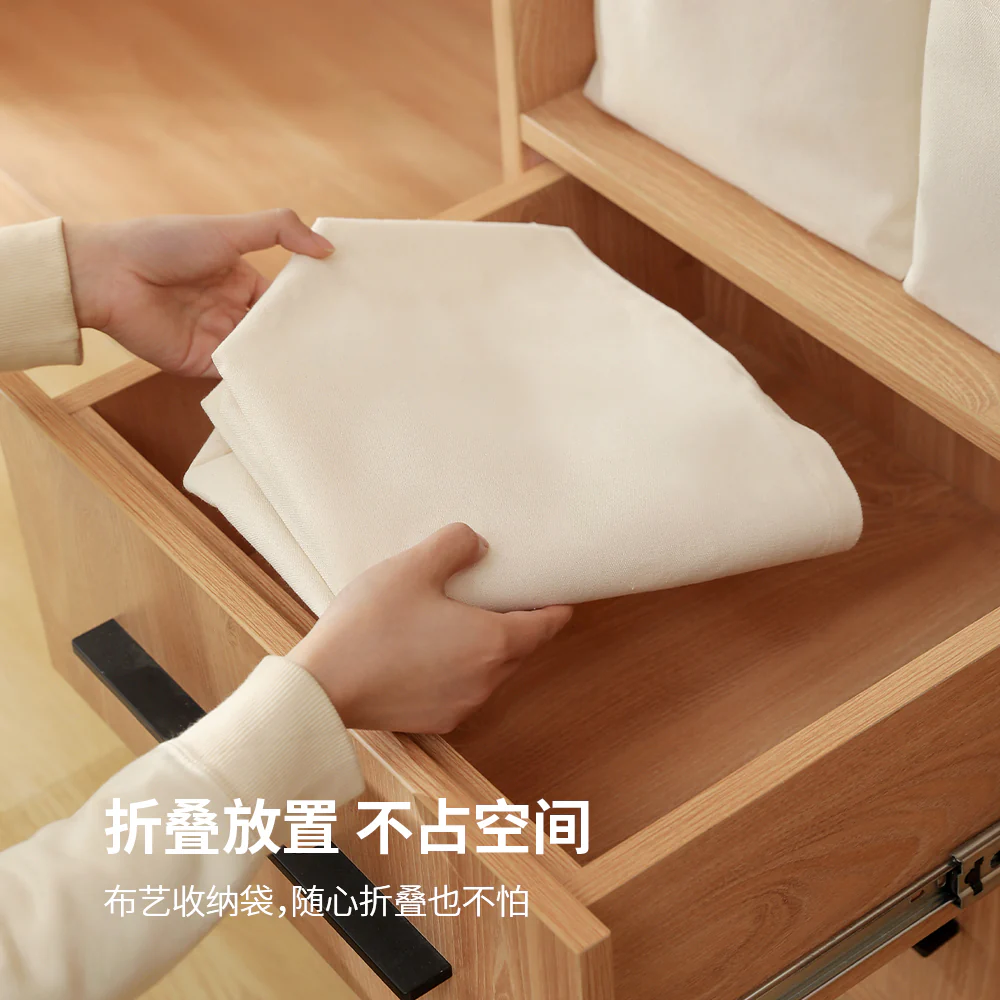 Fasola Fabric Storage Bag - Large, 25*35*28cm, Off-White - Image 4