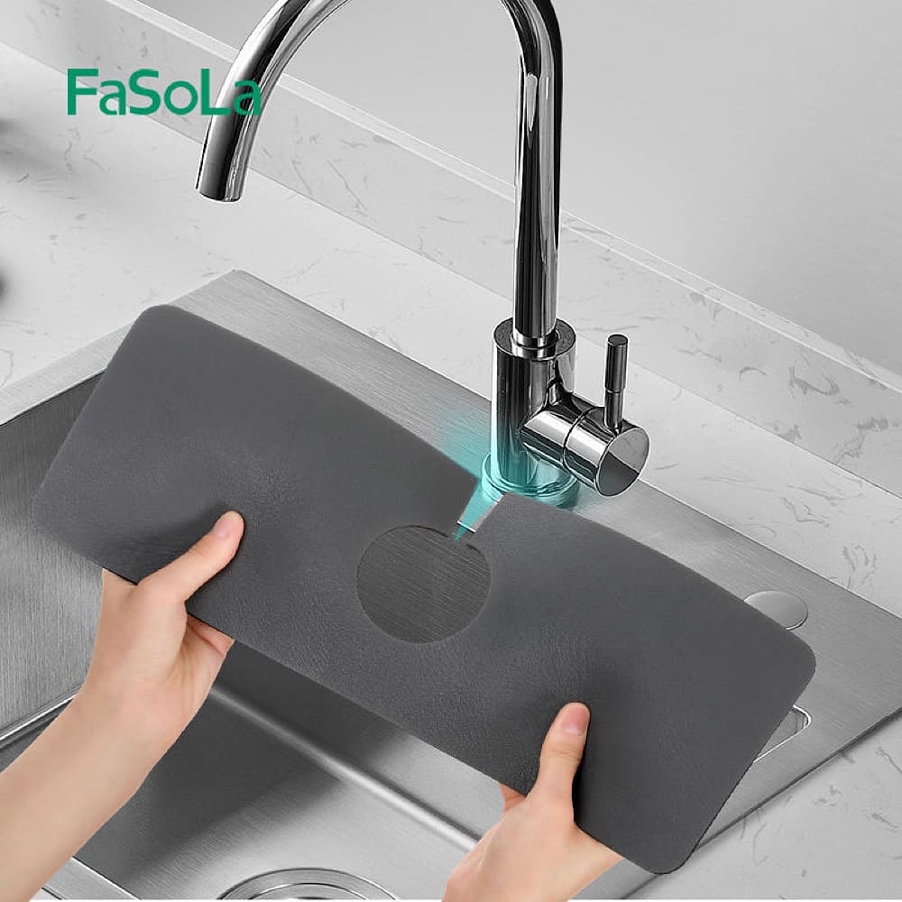FaSoLa Faucet Absorbent Mat - Grey, 38x13.8cm - Image 3