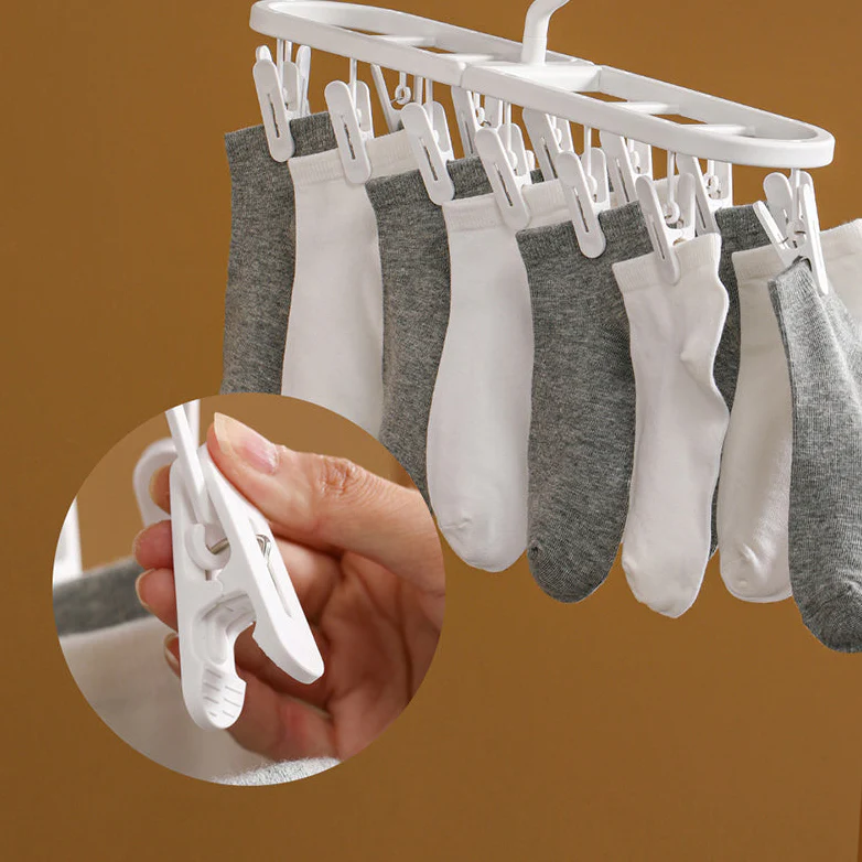 FaSoLa Foldable Drying Rack with 14 Clips - White - Image 3