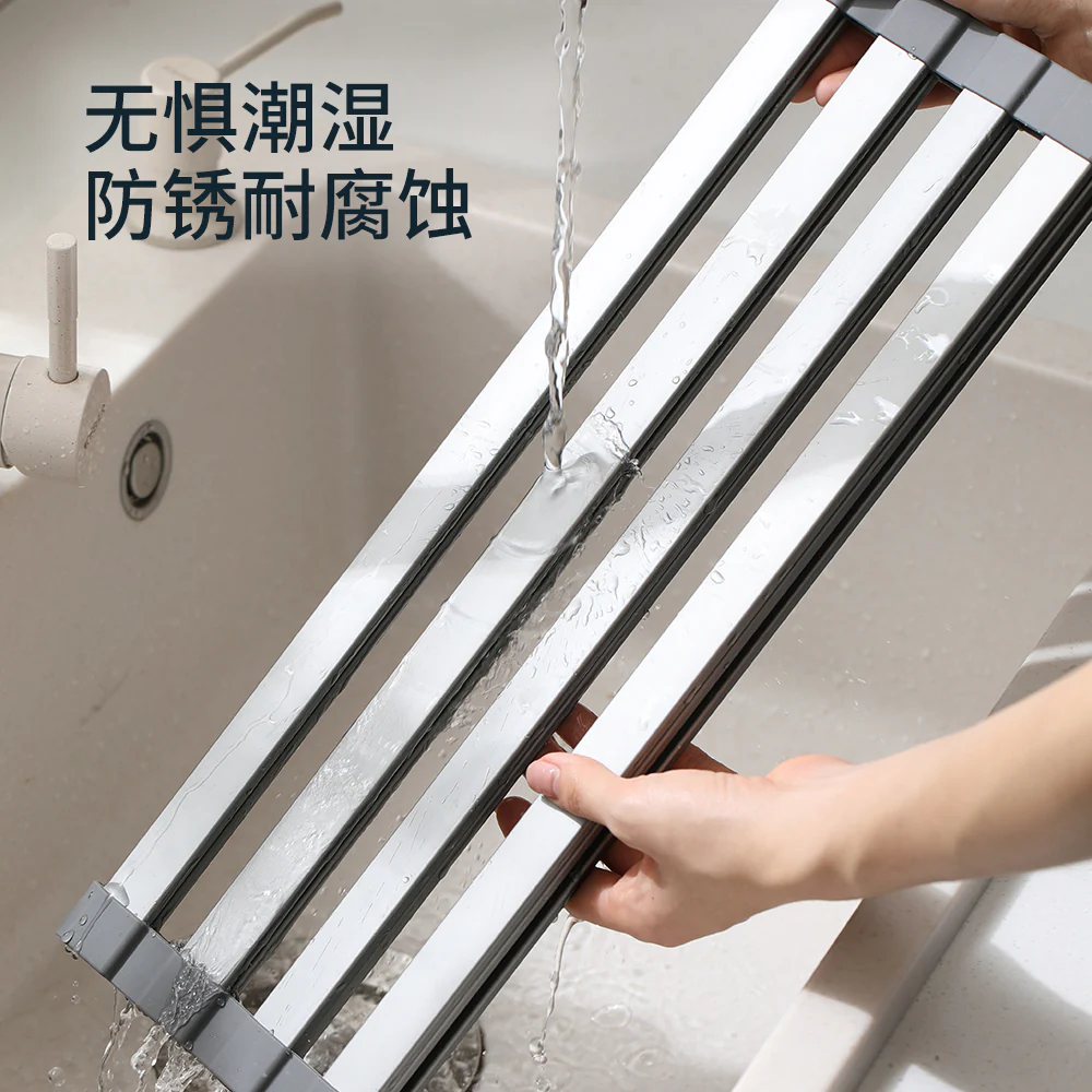 FaSoLa Foldable Sink Draining Rack - Gray, 48cm - Image 2