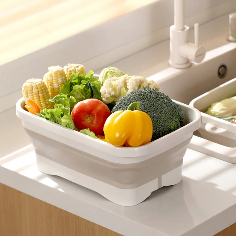 FaSoLa Foldable Vegetable Washing Basket - Cream Coffee Color - Image 2