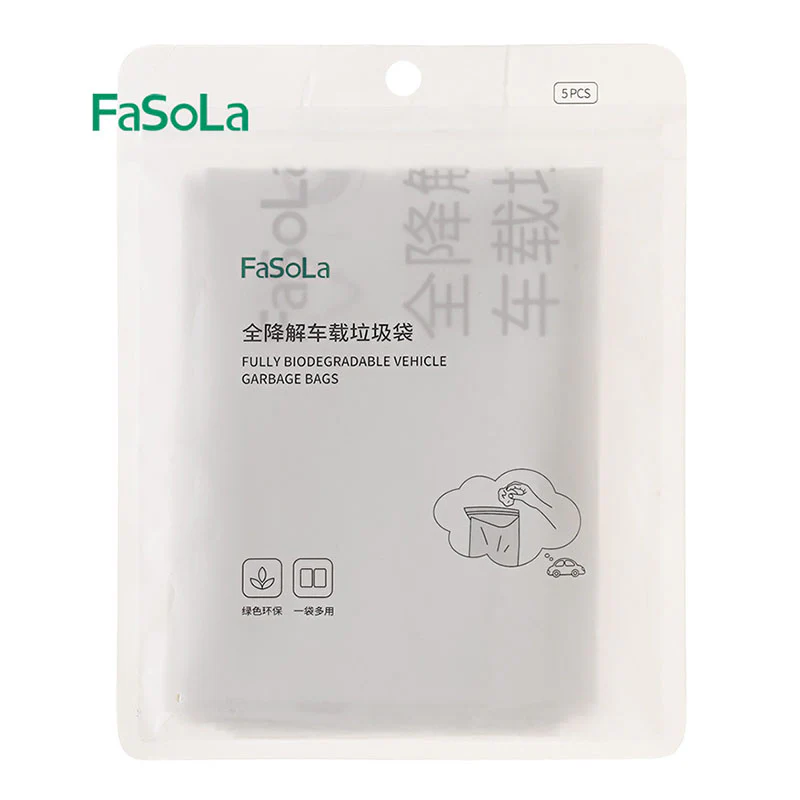 FaSoLa Fully Biodegradable Vehicle Garbage Bags - White, 25x31cm, Pack of 5 - Image 3