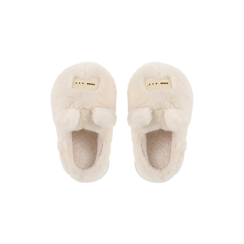 FaSoLa Fun Couple Cotton Slippers - Cream White, Size 40-41