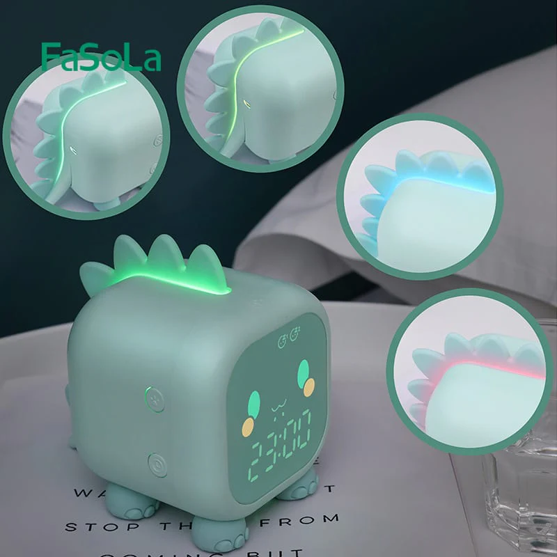 FaSoLa Fun Dinosaur Children's LED Digital Clock - Green - Image 5