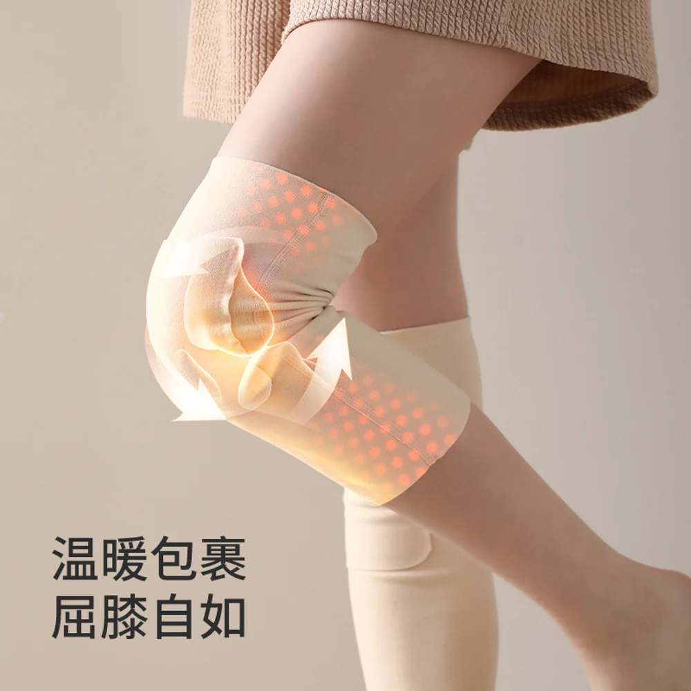 FaSola German Velvet Knee Support Socks, M Size, Beige - 2 Pairs - Image 4