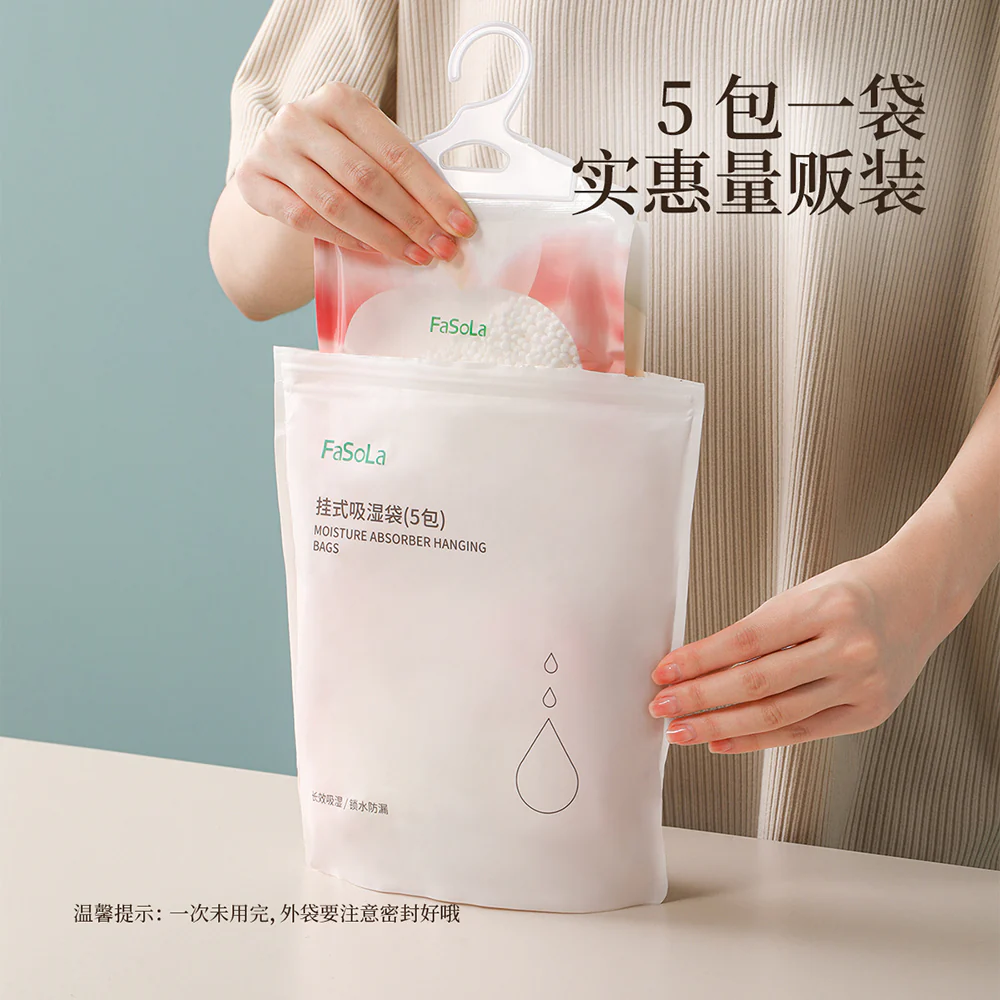 FaSoLa Hanging Moisture Absorber Bags - Peach Scent, 5 Pack - Image 4