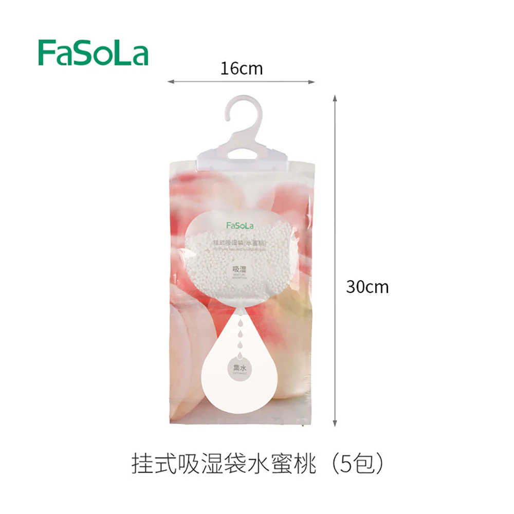FaSoLa Hanging Moisture Absorber Bags - Peach Scent, 5 Pack - Image 5