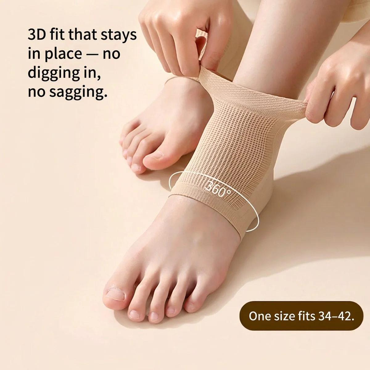 FaSoLa Heel Anti-Crack Socks - Skin Color, 1 Pair - Image 4