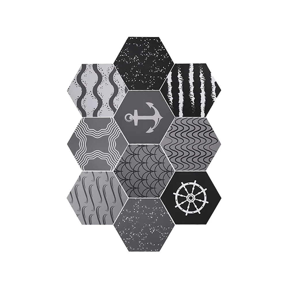 FaSoLa Hexagonal Non-Slip Stickers Mediterranean Style - 10 Pieces