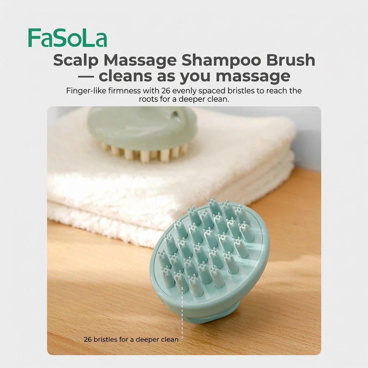 FaSoLa Home Shampoo Massage Brush - Olive Green - Image 4