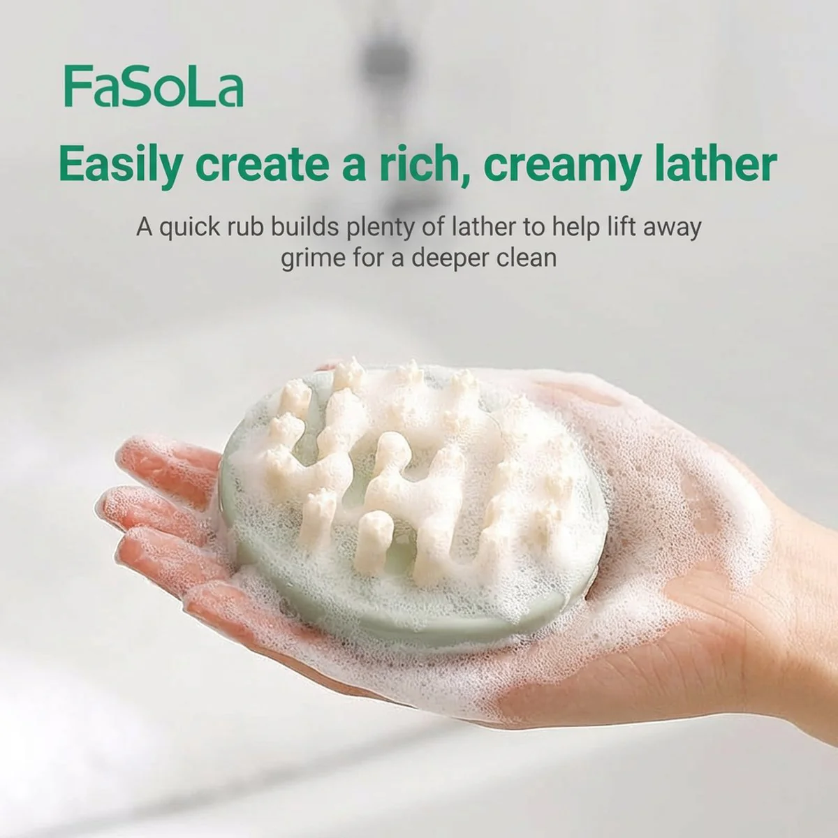 FaSoLa Home Shampoo Massage Brush - Olive Green - Image 5