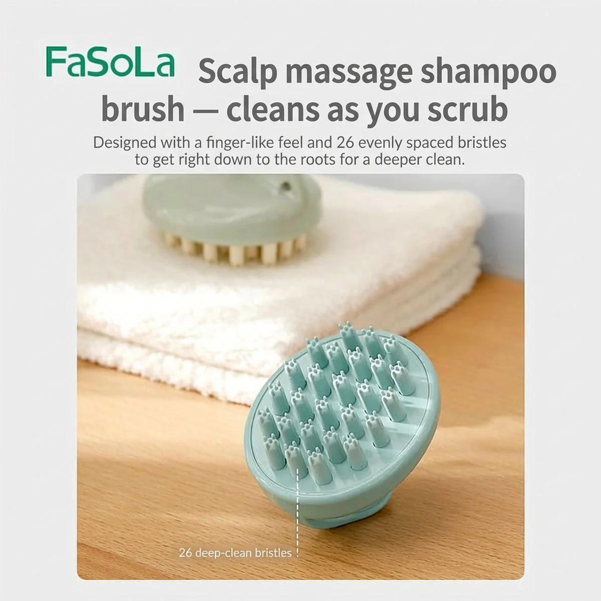 FaSoLa Home Shampoo Massage Brush - Transparent, 9x8x8cm - Image 4
