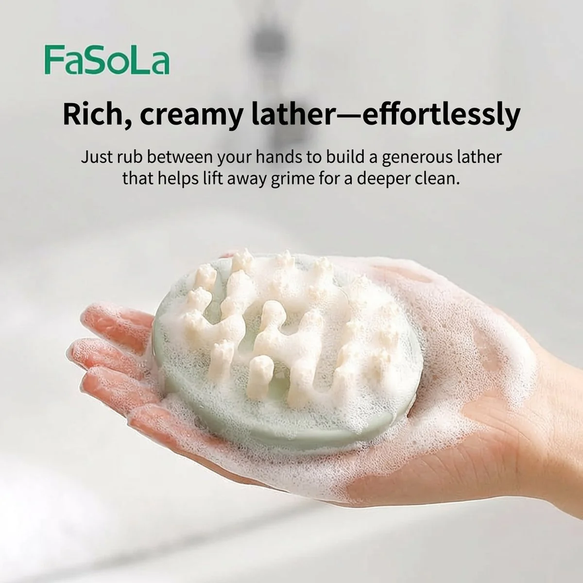 FaSoLa Home Shampoo Massage Brush - Transparent, 9x8x8cm - Image 5