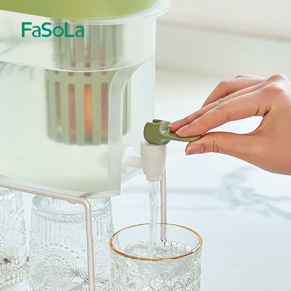 FaSoLa Household Transparent Cold Water Pitcher with Faucet - Green, 3.9L - Image 3