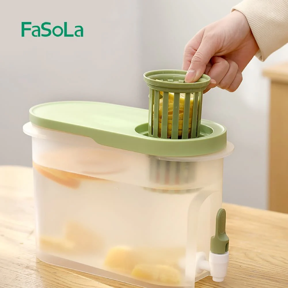 FaSoLa Household Transparent Cold Water Pitcher with Faucet - Green, 3.9L - Image 5
