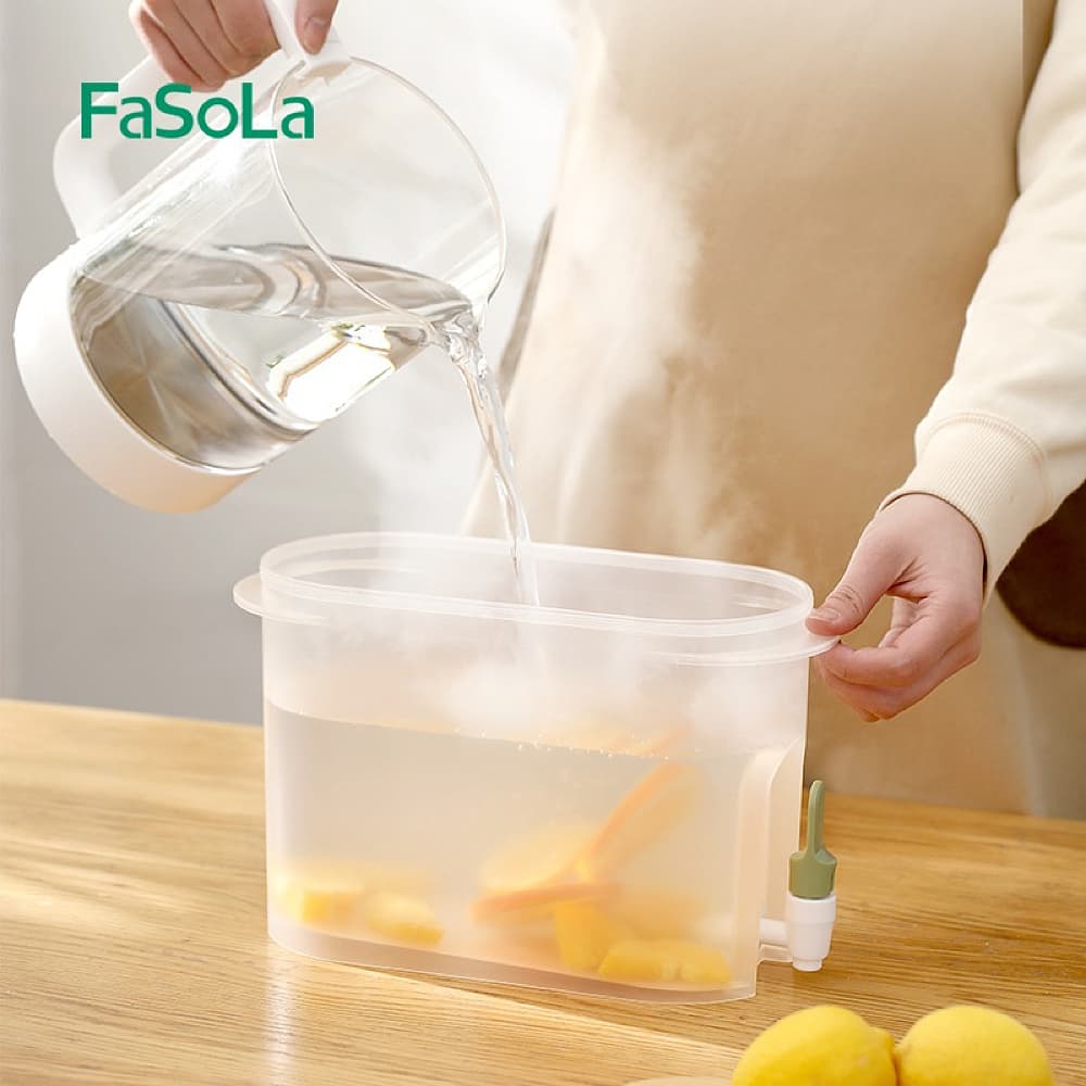 FaSoLa Household Transparent Cold Water Pitcher with Faucet - Green, 3.9L - Image 6