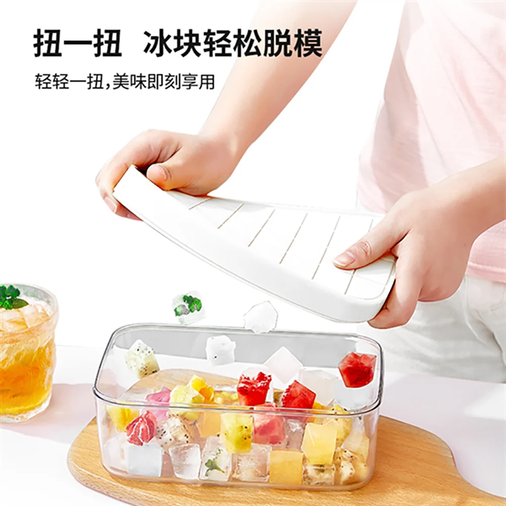 FaSoLa Ice Cube Tray with Storage Box - White, Square Design - Image 2