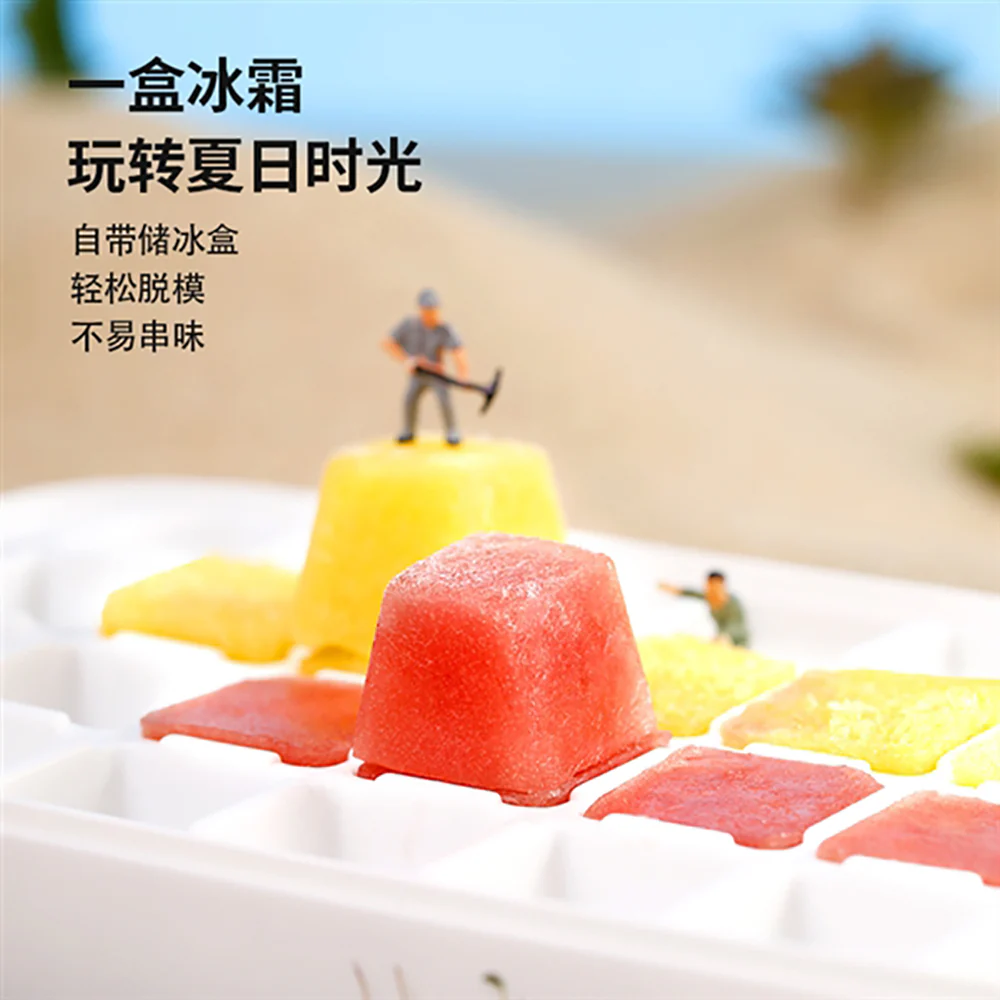 FaSoLa Ice Cube Tray with Storage Box - White, Square Design - Image 3