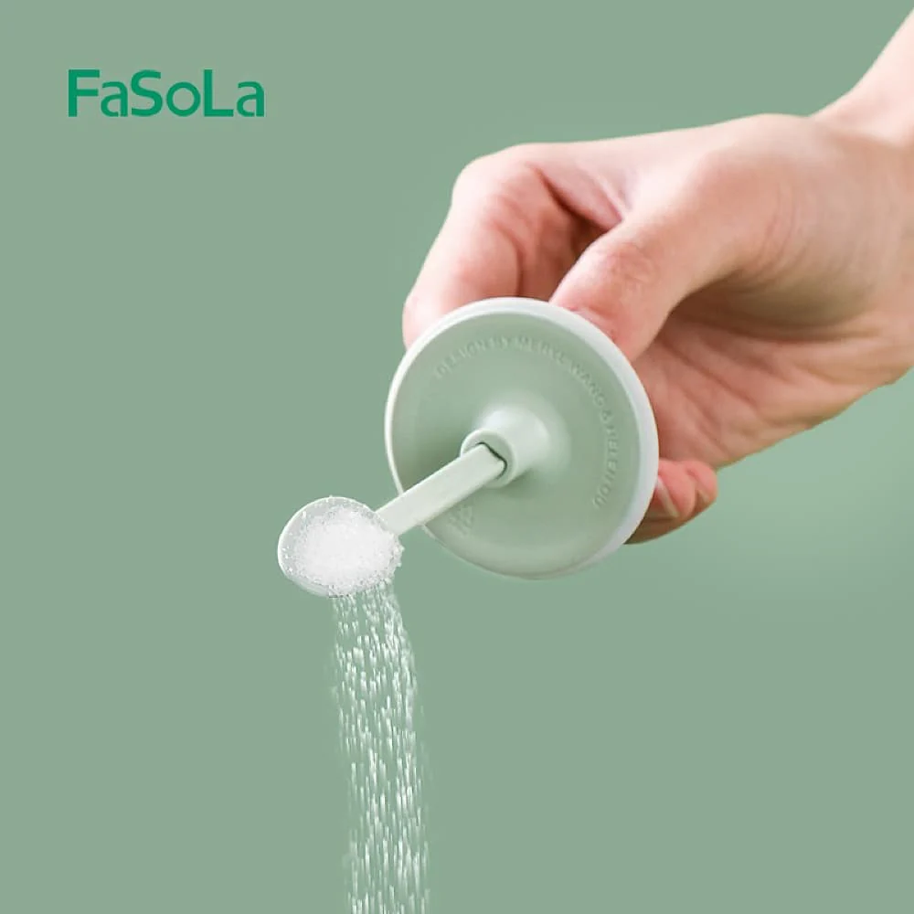 FaSoLa Integrated Spoon Lid Glass Seasoning Bottle - Green, 6.6*14cm - Image 3