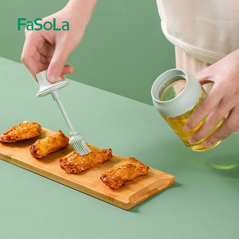 FaSoLa Integrated Spoon Lid Glass Seasoning Bottle - Green, 6.6*14cm - Image 4