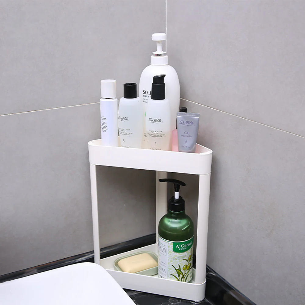 FaSoLa Kitchen and Bathroom Storage Shelf - Off-White, Corner Design - Image 4