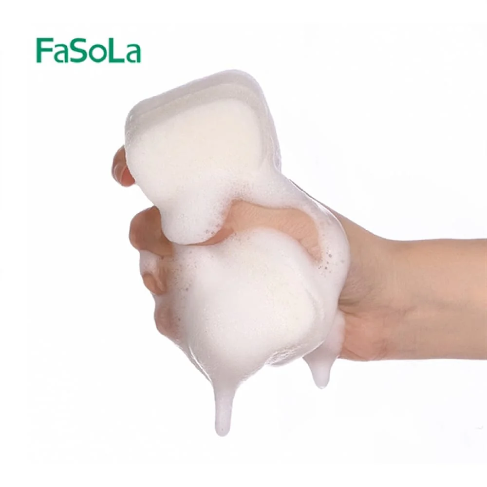 FaSoLa Kitchen Sponge Scouring Pads - White, 3 Pieces, 12*6*4cm - Image 3