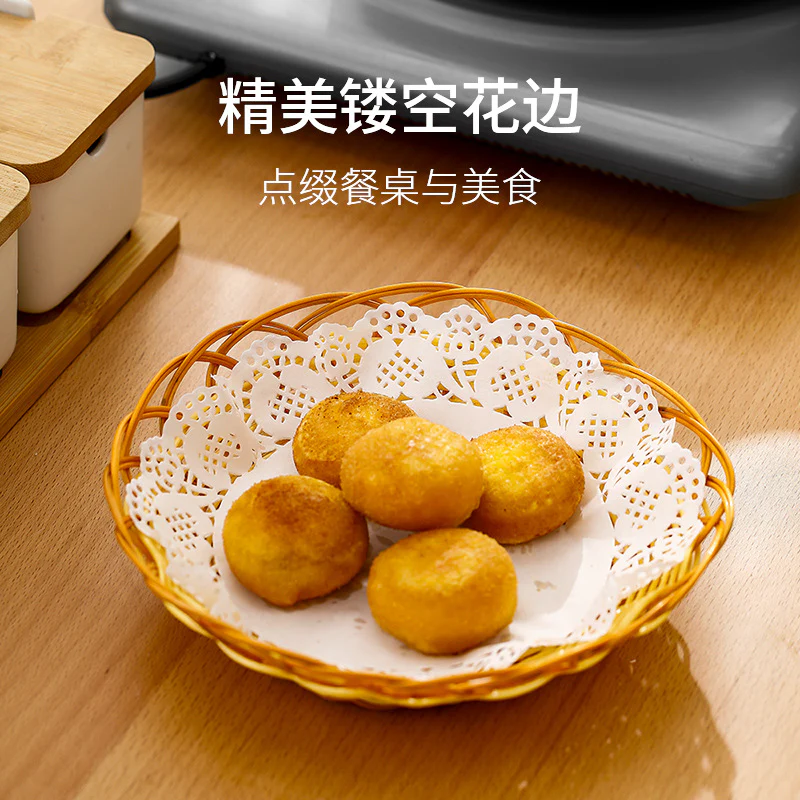 FaSoLa Lace Oil-Absorbing Paper for Fried Foods - White, Round, 24cm Diameter, 50 Pieces - Image 4