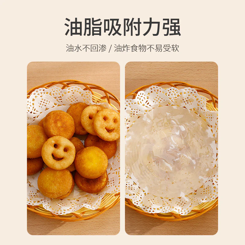 FaSoLa Lace Oil-Absorbing Paper for Fried Foods - White, Round, 24cm Diameter, 50 Pieces - Image 5