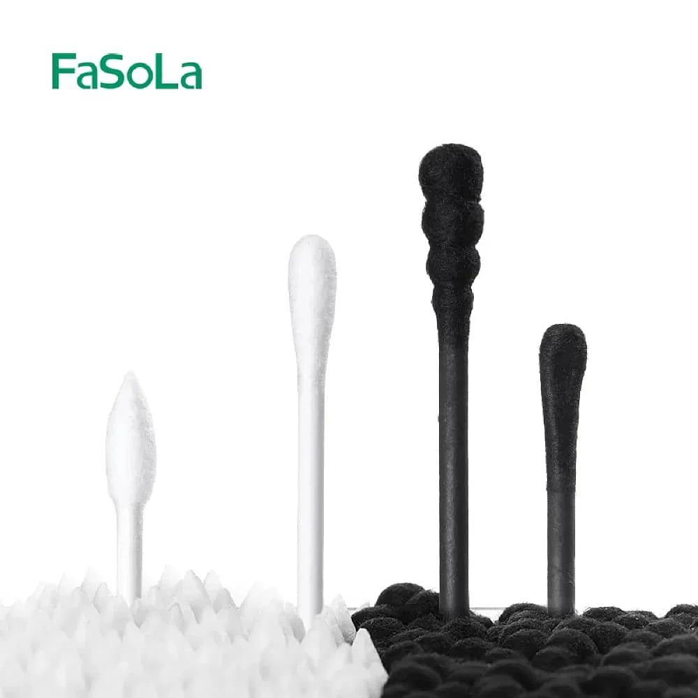 FaSoLa Large Box Cotton Swab Set - 300 Pieces, White & Black - Image 3