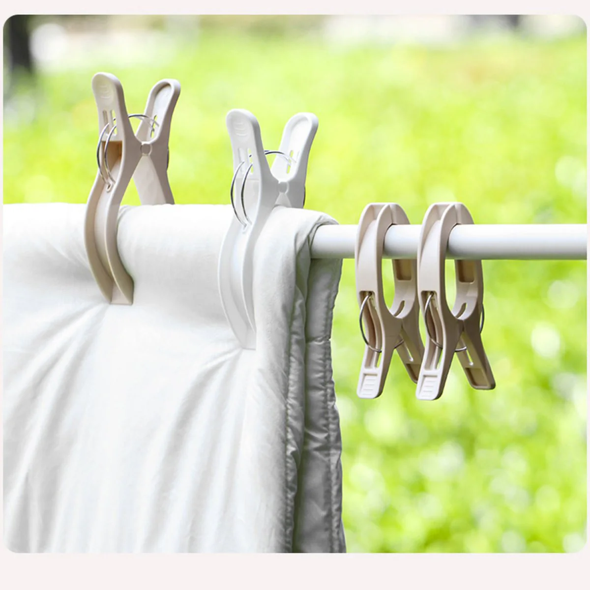 FaSoLa Large Quilt Drying Clips, Cream White – 6-Pack - Heavy-Duty Laundry Pegs for Duvets & Blankets - Image 2