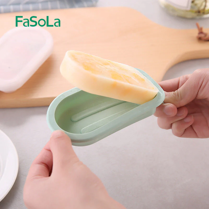FaSoLa Large Regular Cartoon Shaped Ice Cream Mould in Lotus Pink - Food Grade Silicone with Lid, 13.5*7*2.5cm X3 - Image 2