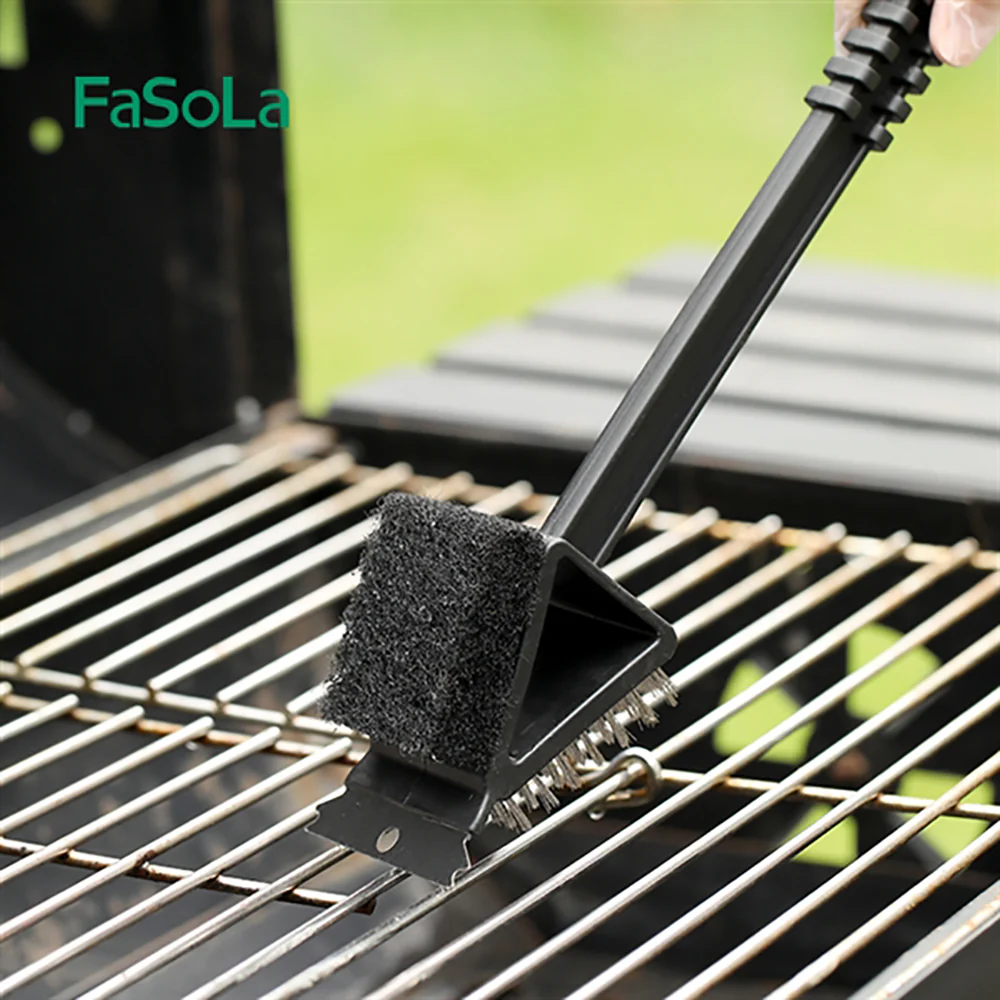 FaSoLa Long Handle BBQ Cleaning Brush - Black - Image 2