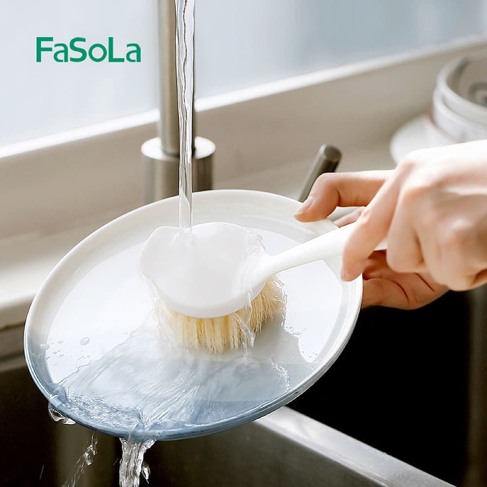 FaSoLa Long Handle Soft Bristle Pot Brush - White, 24cm - Image 3